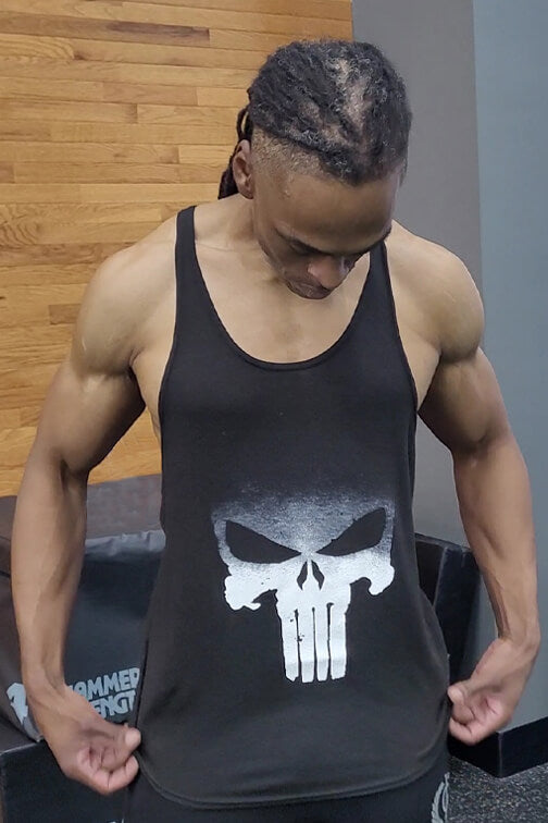 Punishser Black Distressed Skull Tank Top
