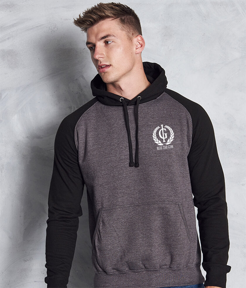 Iron Gods Silverback Raglan Gym Hoodie, Charcoal Black, Pump Cover