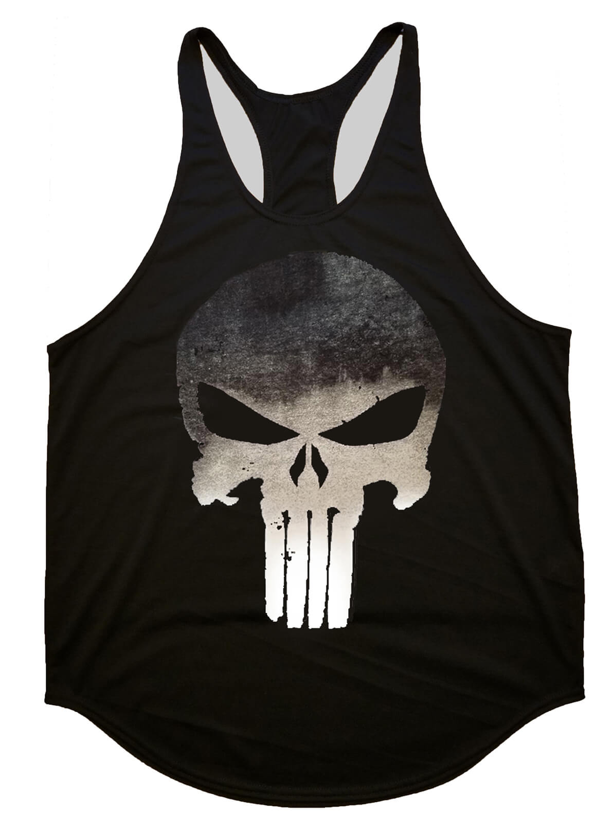 Punishser Black Distressed Skull Tank Top