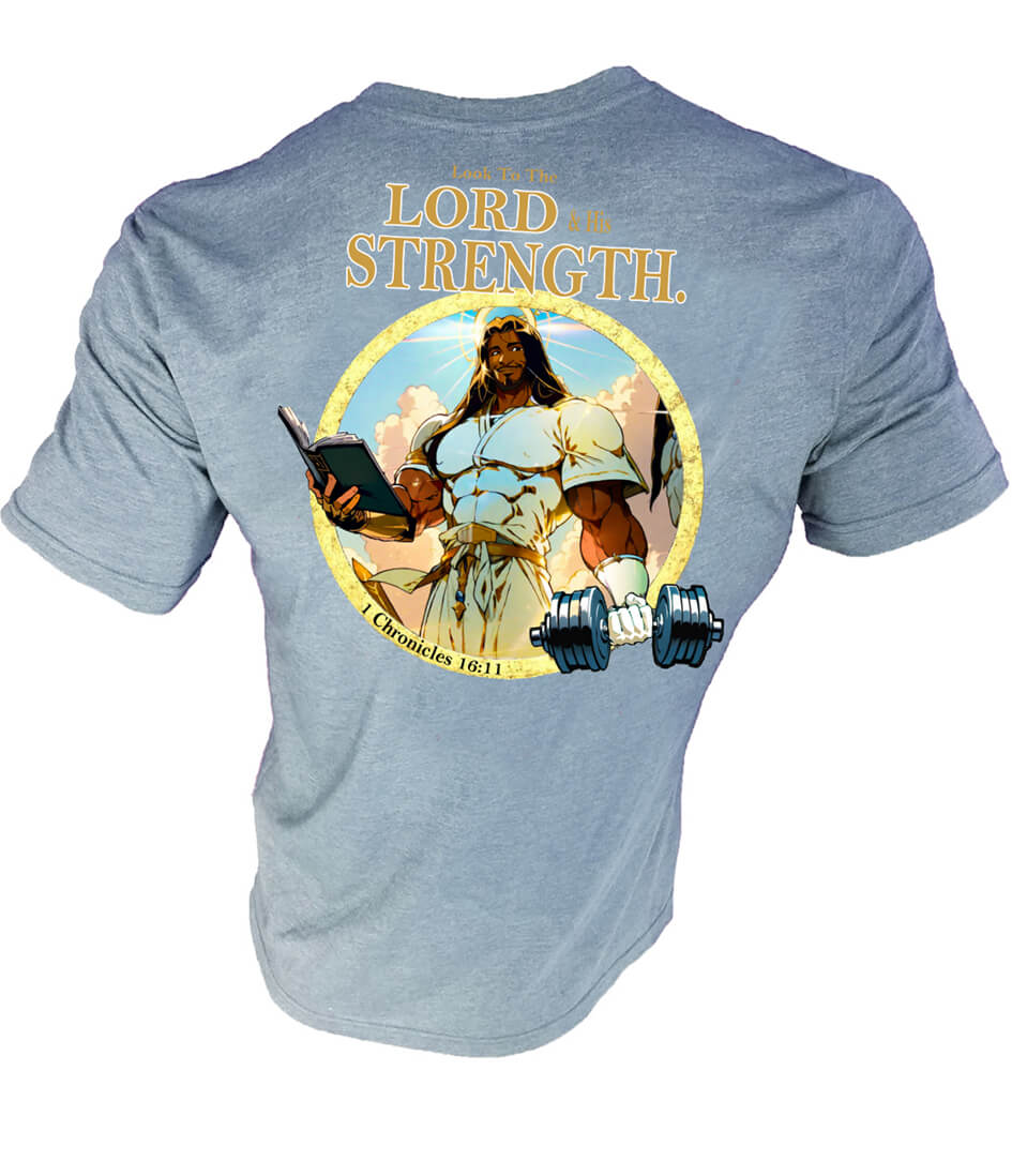 Iron Gods Buff Jesus Gym Shirt Blue