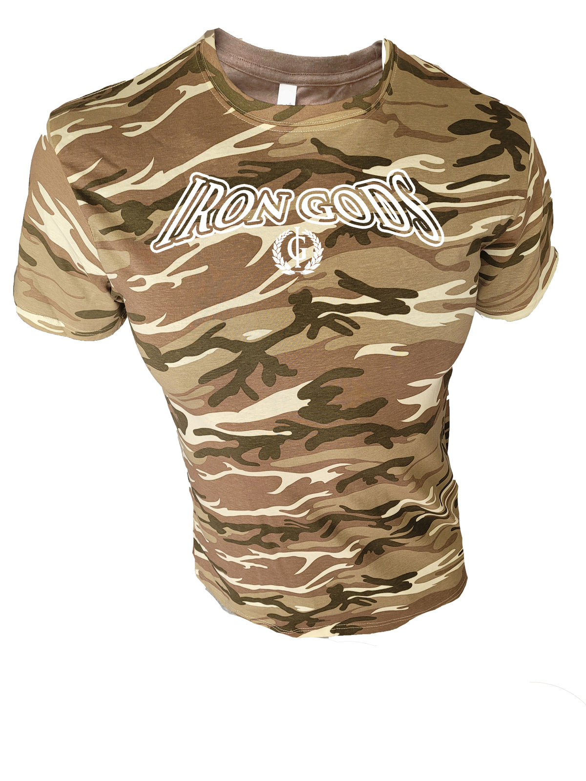 Iron Gods Sand Camo Logo Workout T-Shirt Men's Gym Clothing Apparel