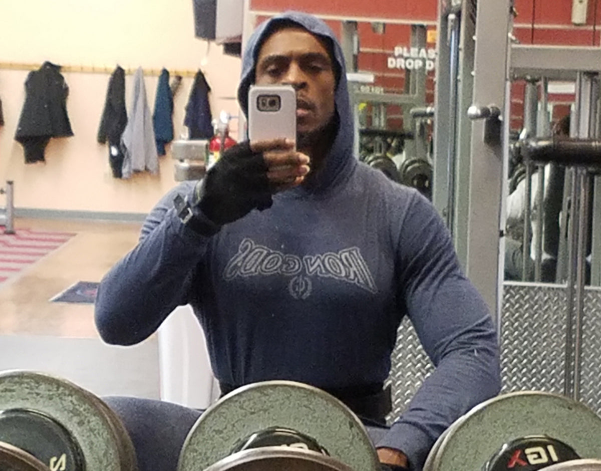 Iron Gods | Official Logo | Workout Hoodie Heather Navy Men's Gym Clothing Activewear