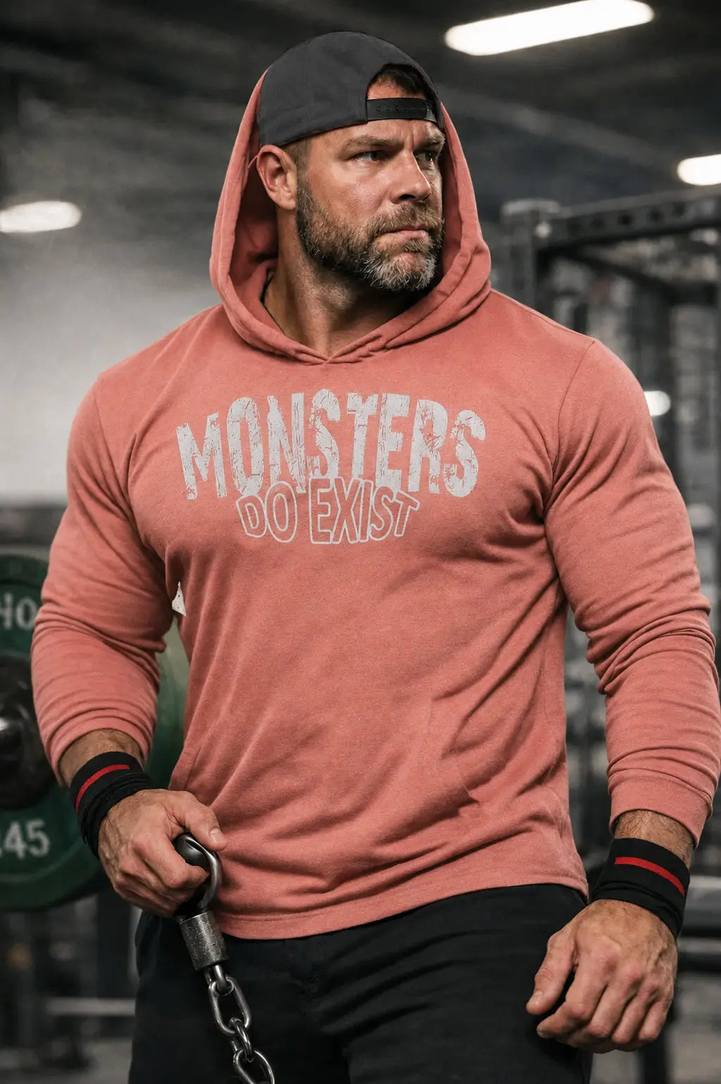 Iron Gods Monsters Do Exist Hoodie - Heather Redwood