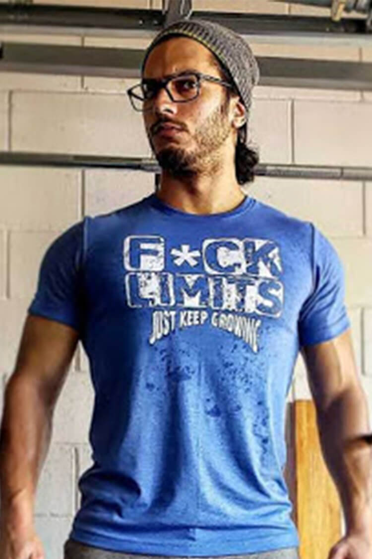 Iron Gods F*ck Limits Workout T-Shirt Blue Men's Gym Clothing Activewear