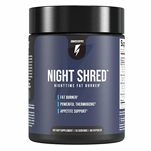 Inno Supps Night Shred - Night Time Fat Burner and Natural Sleep Support - Appetite Suppressant and Weight Loss Support (60 Vegetarian Capsules)