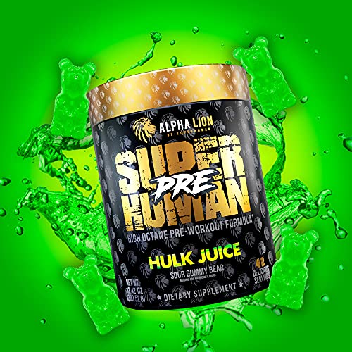 Alpha Lion Pre Workout, Increases Strength & Endurance, Powerful, Clean Energy Without Crash (42 Servings, Hulk Juice)