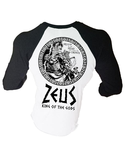 Iron Gods Titan Series Zeus Workout T-Shirt, Black and  White Raglan, pump cover, gym tee