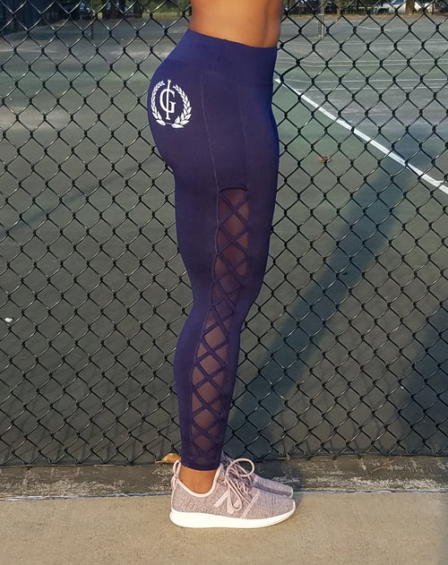 Iron Goddess Blu Crush Women's Gym Leggings Yoga Pants Navy Blue