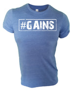 Iron Gods #GAINS Workout T-Shirt Blue Men's Gym Clothing Activewear