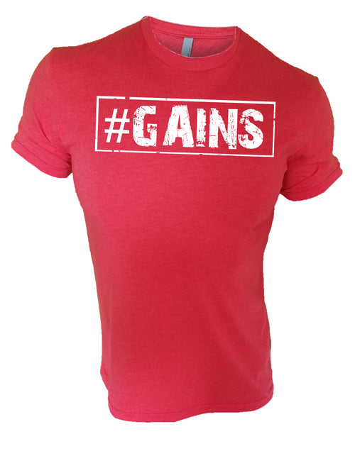 Iron Gods #GAINS Workout T-Shirt Red Men's Gym Clothing Activewear