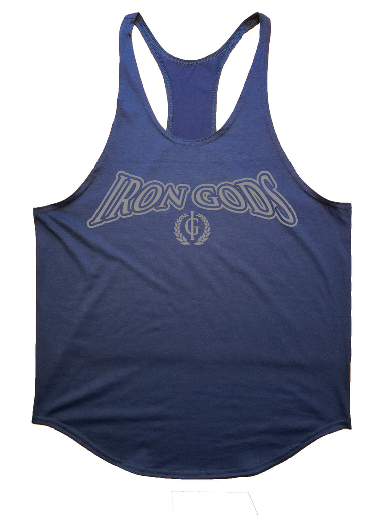 Iron Gods Official logo Workout Tank Blue Men's Gym Clothing Activewear