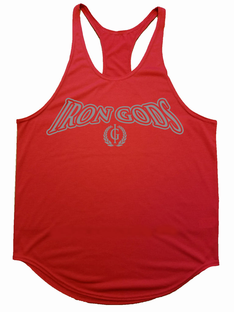 Iron Gods Official logo Workout Tank Red Men's Gym Clothing Activewear