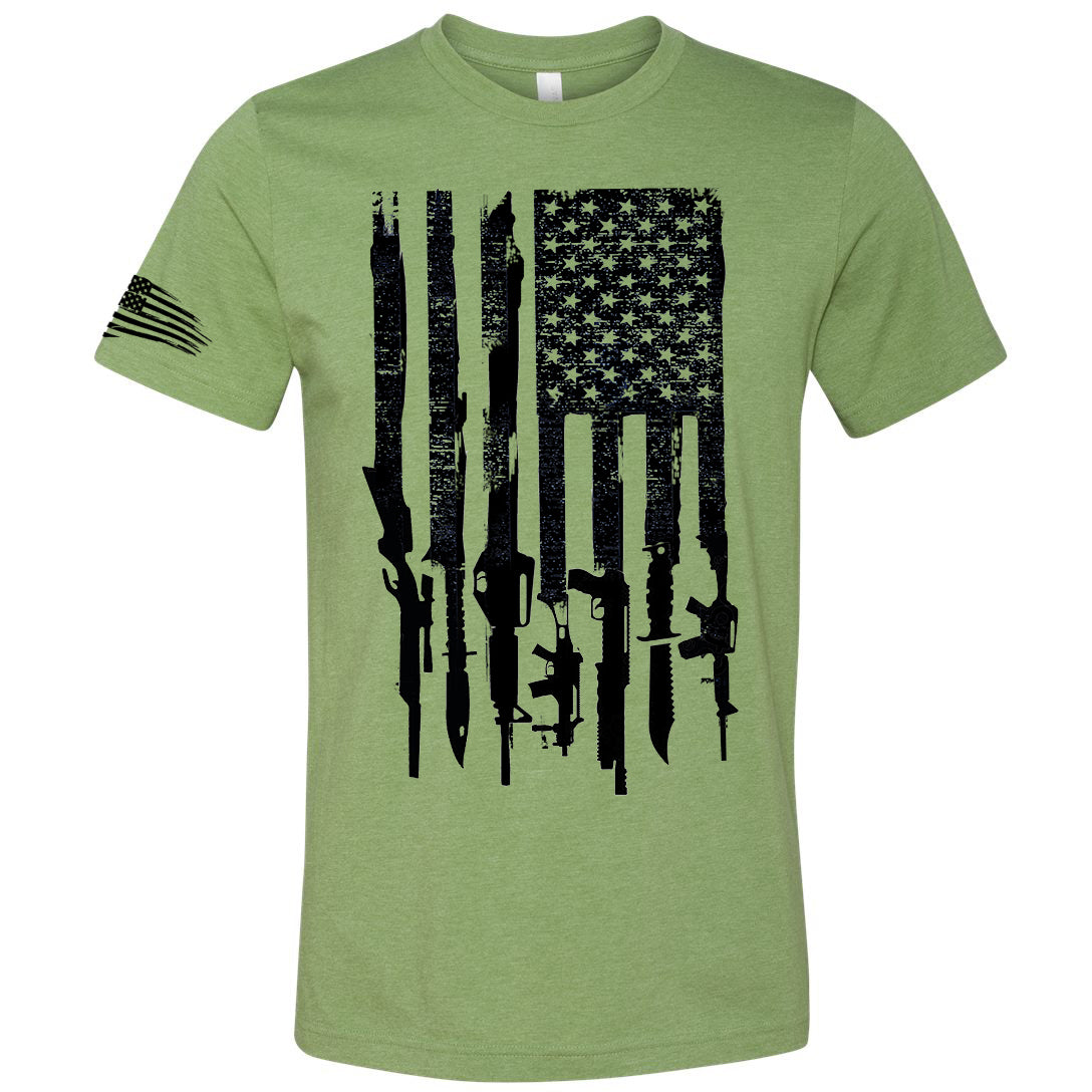 Iron Gods Gun Flag T-Shirt Army Men's Workout Clothing Tactical Activewear Gym Apparel