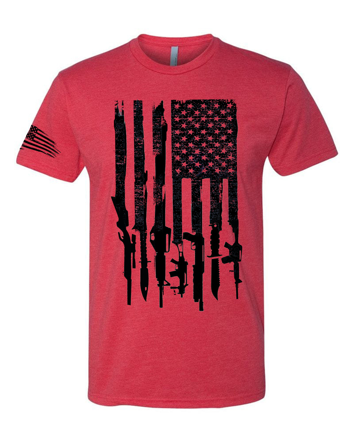 Iron Gods Gun Flag T-Shirt Red Men's Workout Clothing Tactical Activewear Gym Apparel