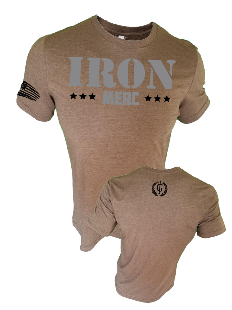 Iron Gods Iron Merc T-Shirt Brown Men's Workout Clothing Tactical Activewear Gym Apparel