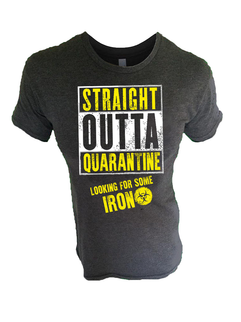 Iron Gods Straight Outta Quarantine Workout T-Shirt Black Men's Gym Clothing Activewear